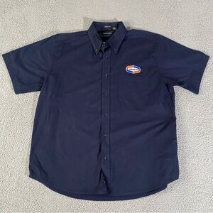 Uniweld Shirt Mens XL Navy Blue Button Ultraclub Workwear Uniform Short Sleeve
